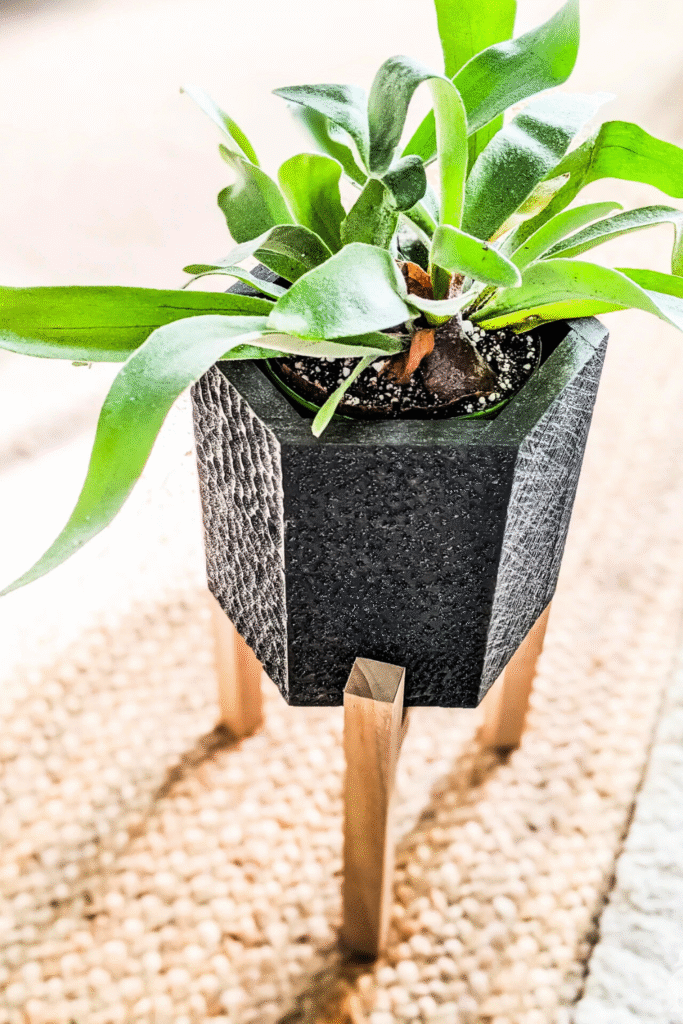 DIY carved hexagon planter stand