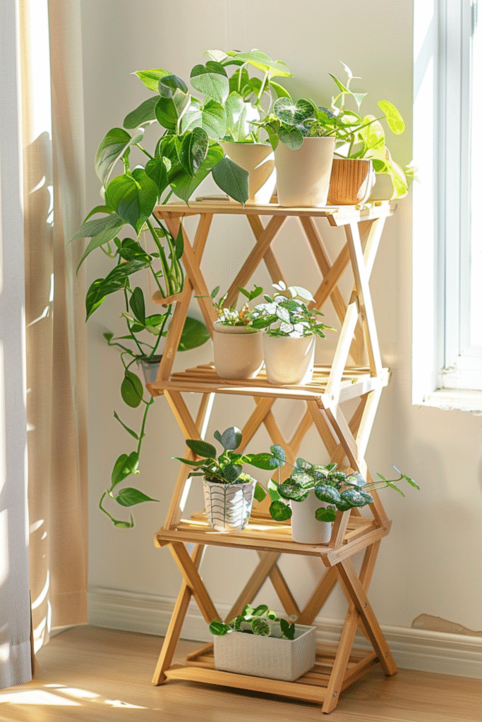 Lattice tiered plant stand