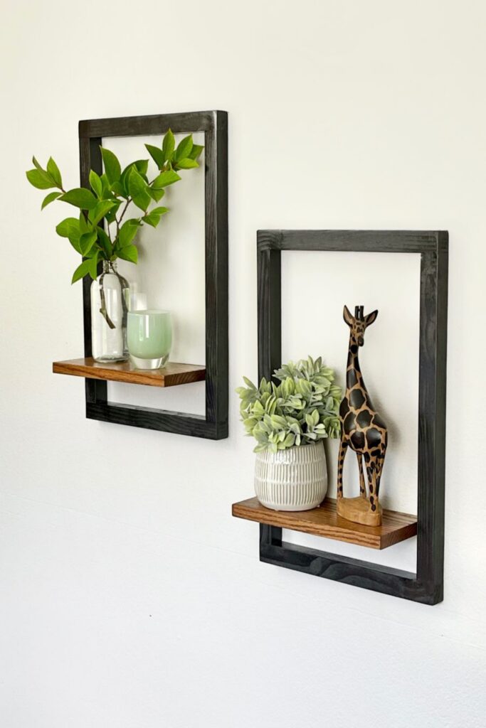 Industrial floating box shelves by IansFurniture. Handmade in Seattle and made entirely of wood with house plants